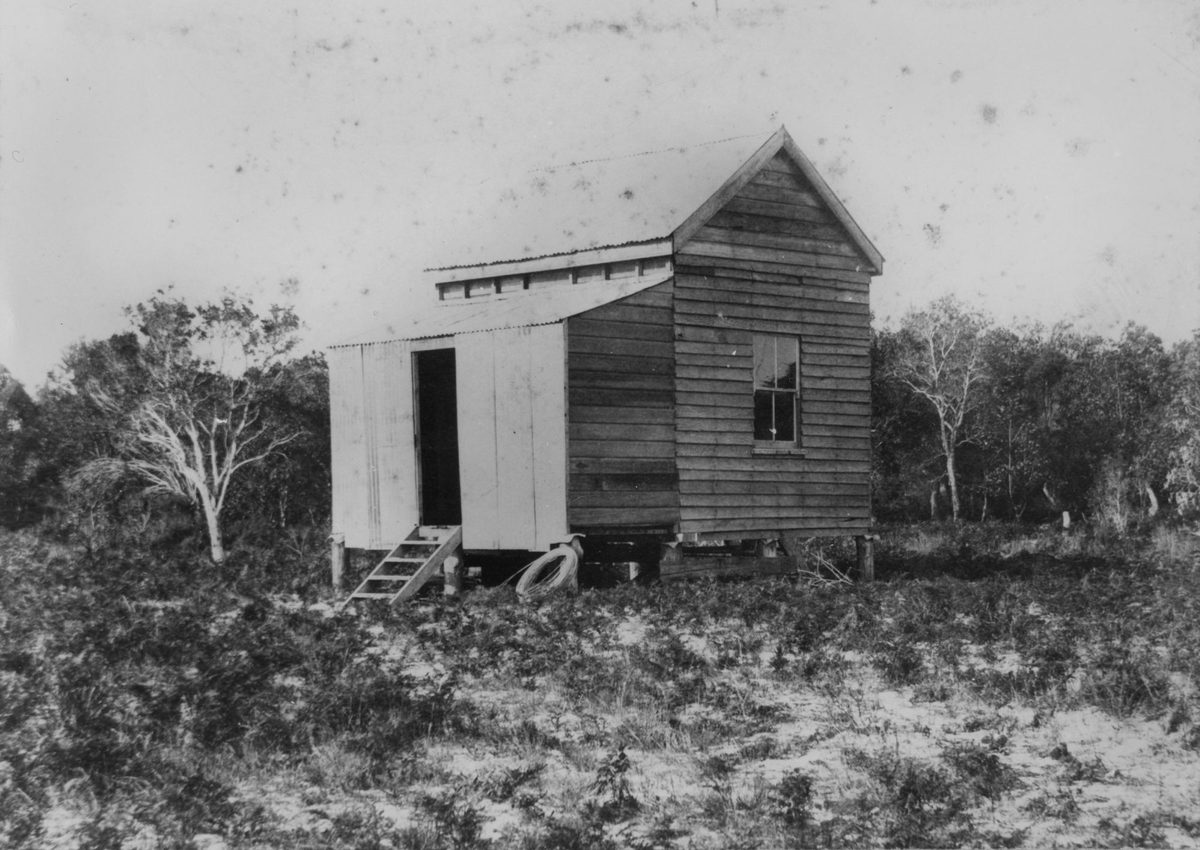Shack on the beach at Bulwer, Moreton Island, 1906