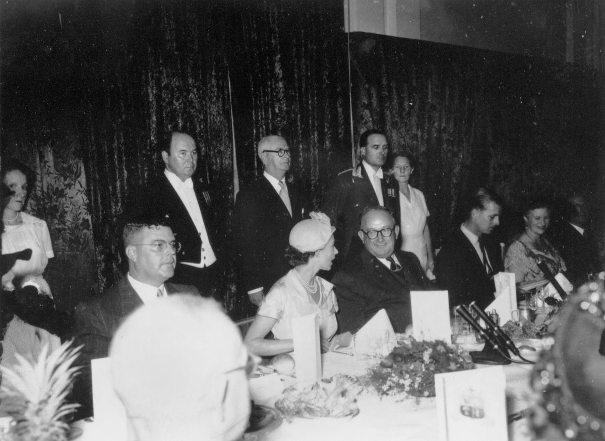 Queen Elizabeth II and the Premier of Queensland at a State Parliamentary Luncheon, March 1954