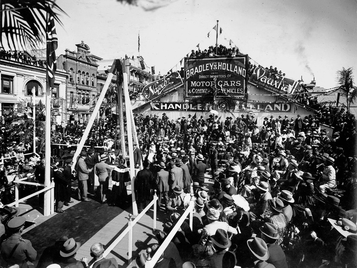 His Royal Highness Edward, Prince of Wales, laying the foundation stone of the new Brisbane Town Hall, July 1920