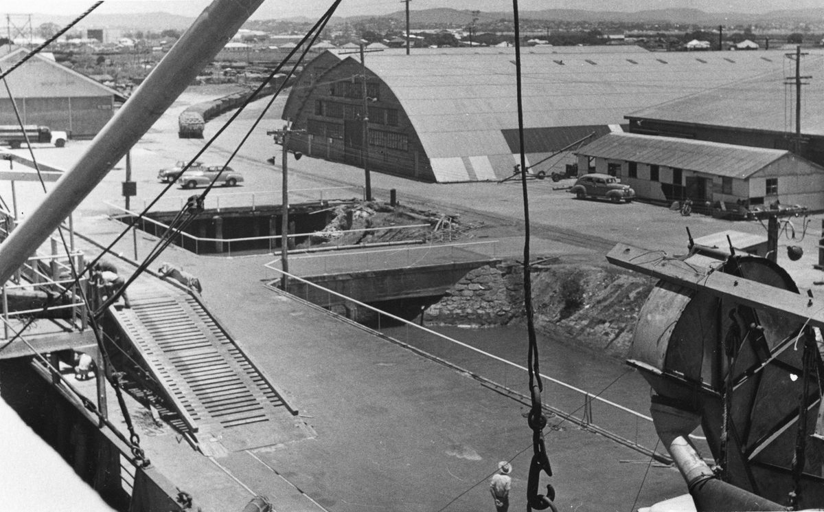 View of the Pinkenba Wharf in Brisbane, 1953