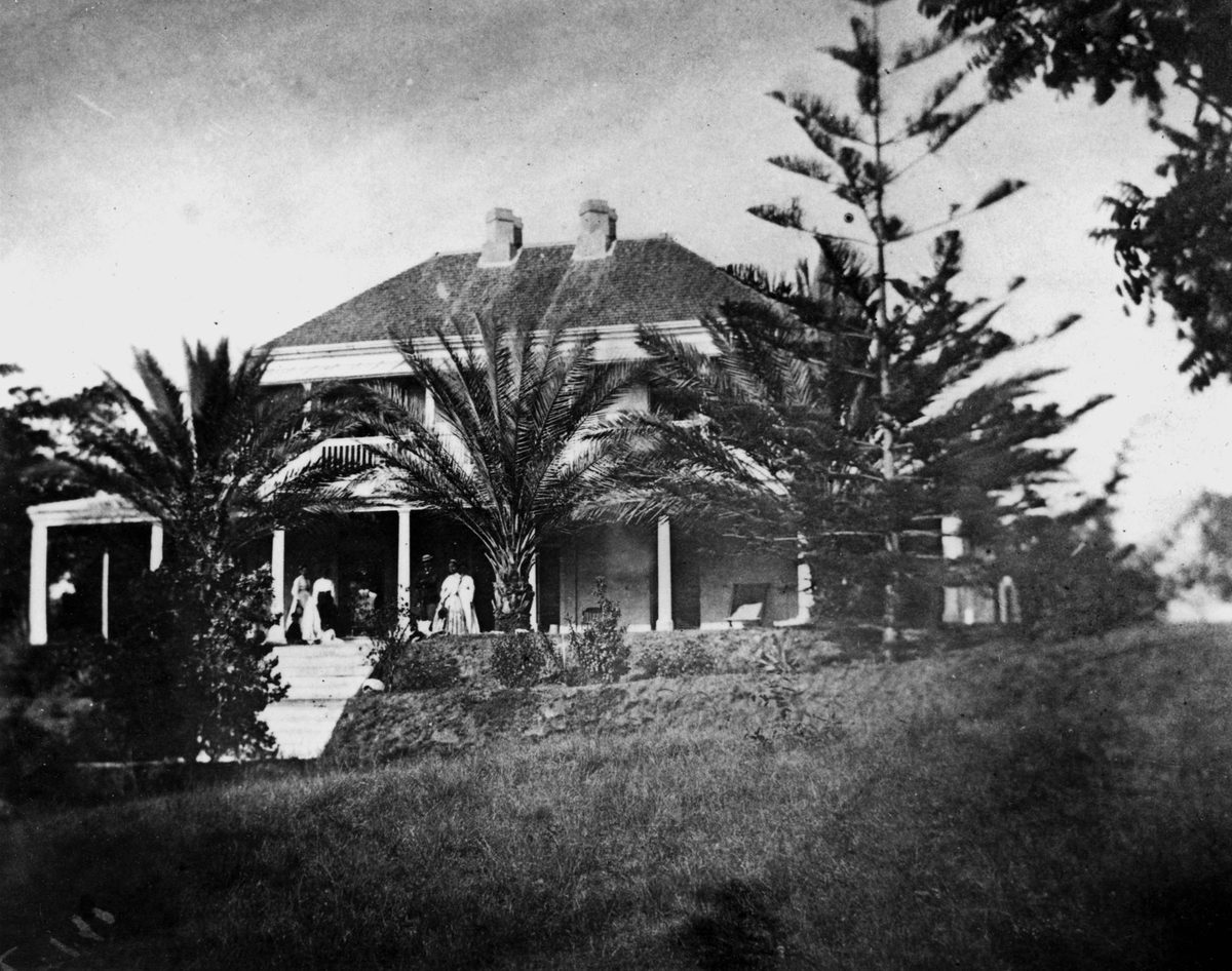 Manning family on the steps of Milton House, 1868