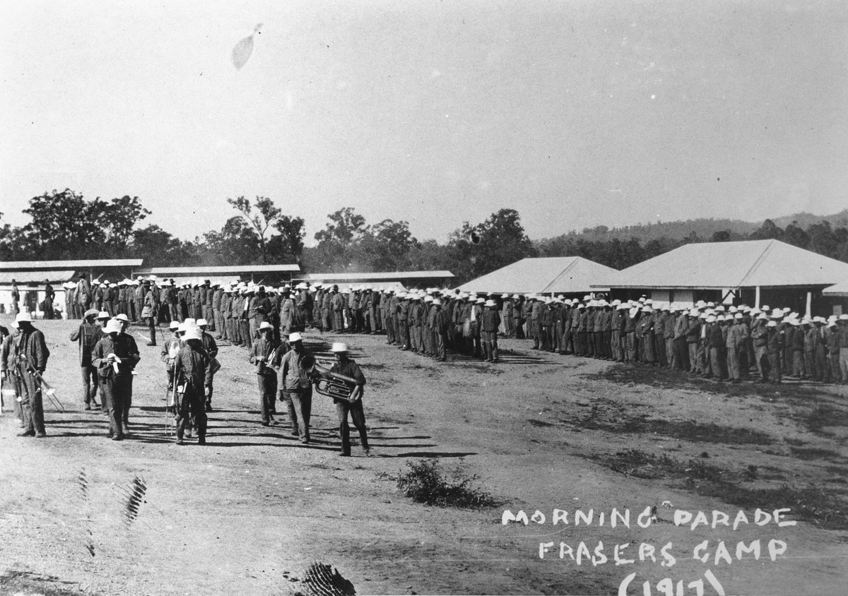 Morning Parade at Frasers Camp, 1917