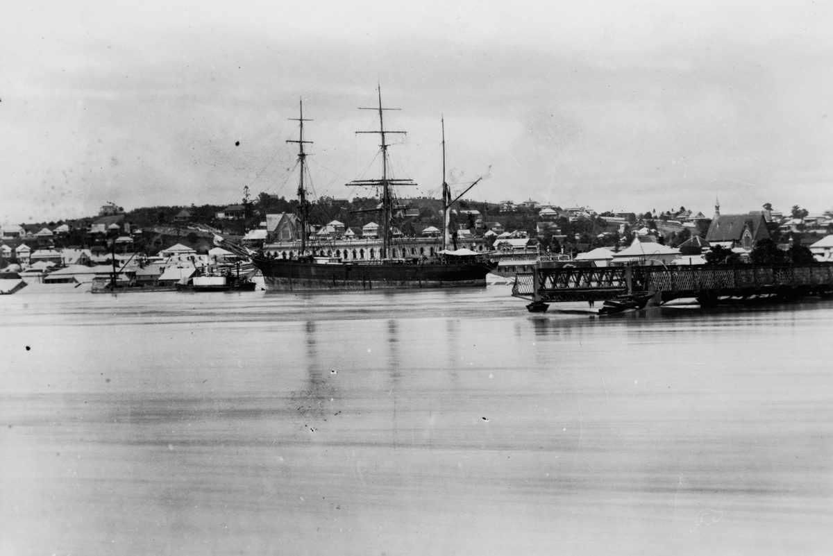Flooded South Brisbane reach of the Brisbane River, 1893