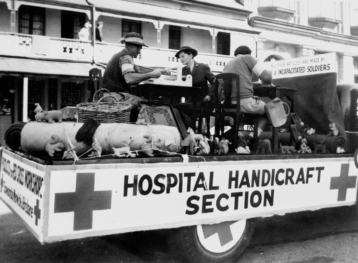 Handicraft float from the Red Cross Procession, Brisbane, 1944