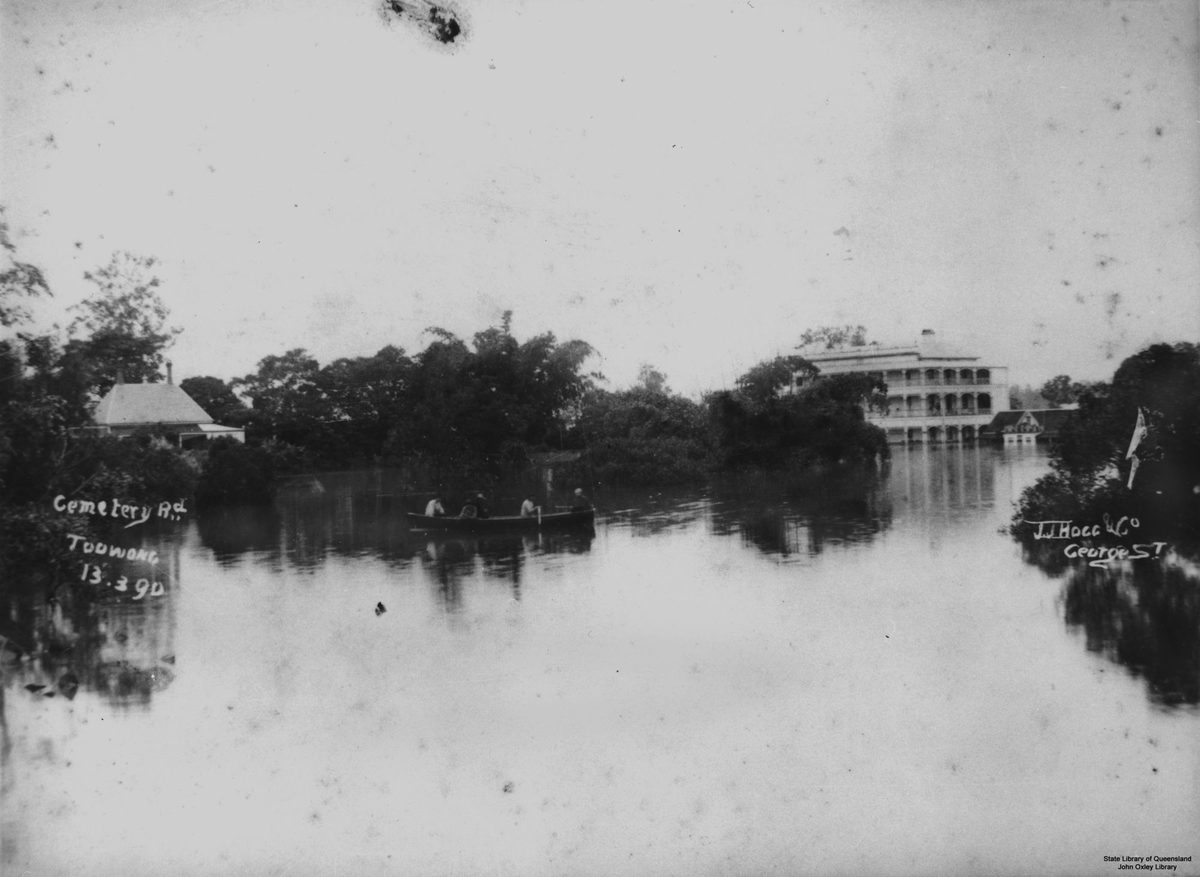 Flooding at Cemetery Road, Toowong, Brisbane, 1890