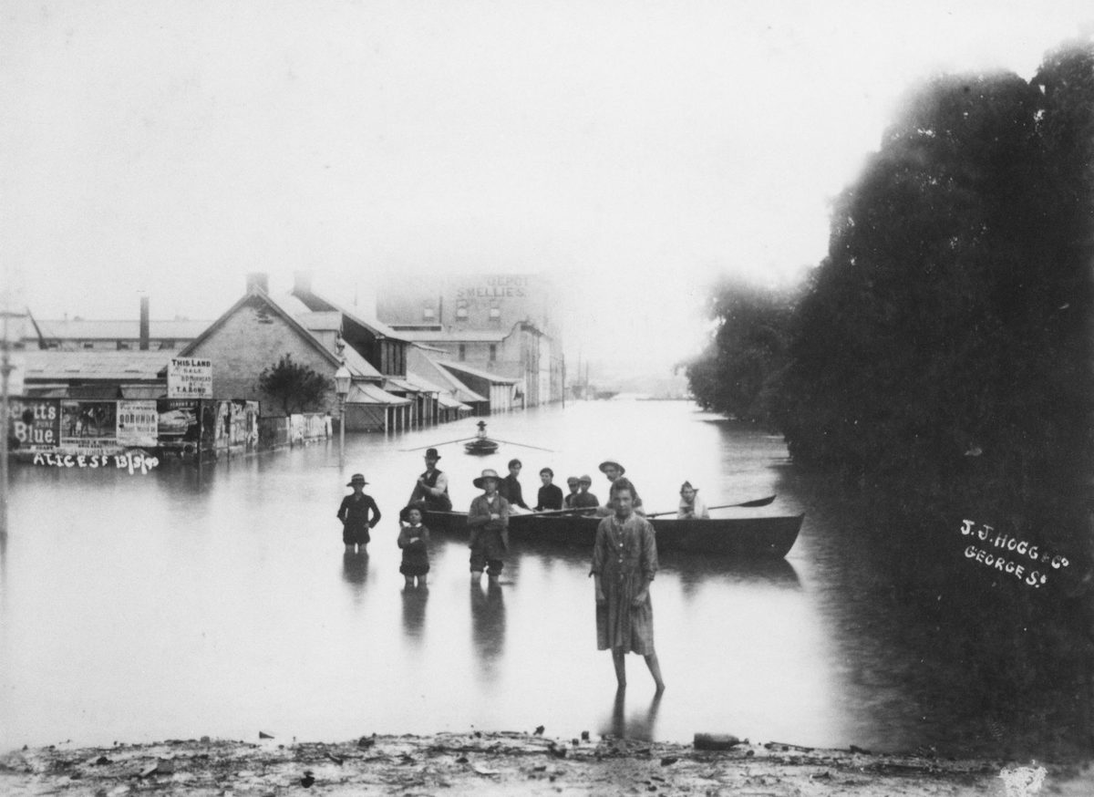 Alice Street Brisbane during the 1890 flood