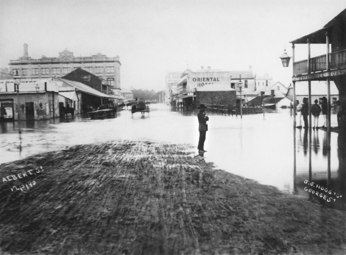 Albert Street Brisbane during the 1890 flood