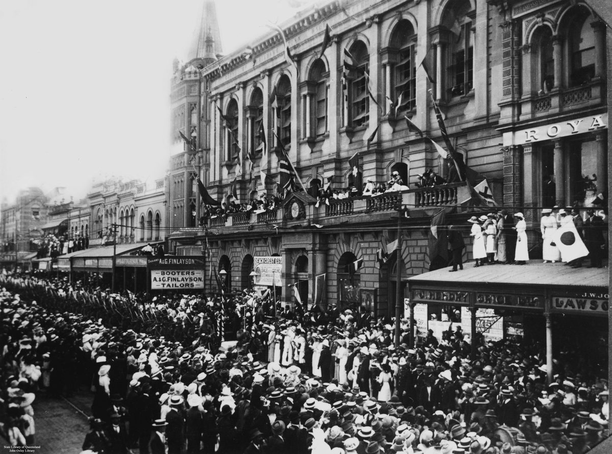 Parade in Queen Street, Brisbane, Queensland, 1914