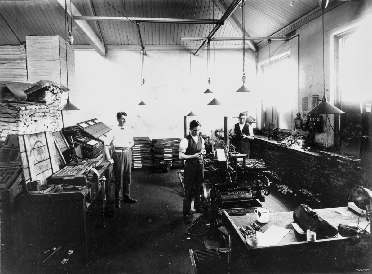 Monotype caster department at the Government Printing Office, Brisbane, 1921