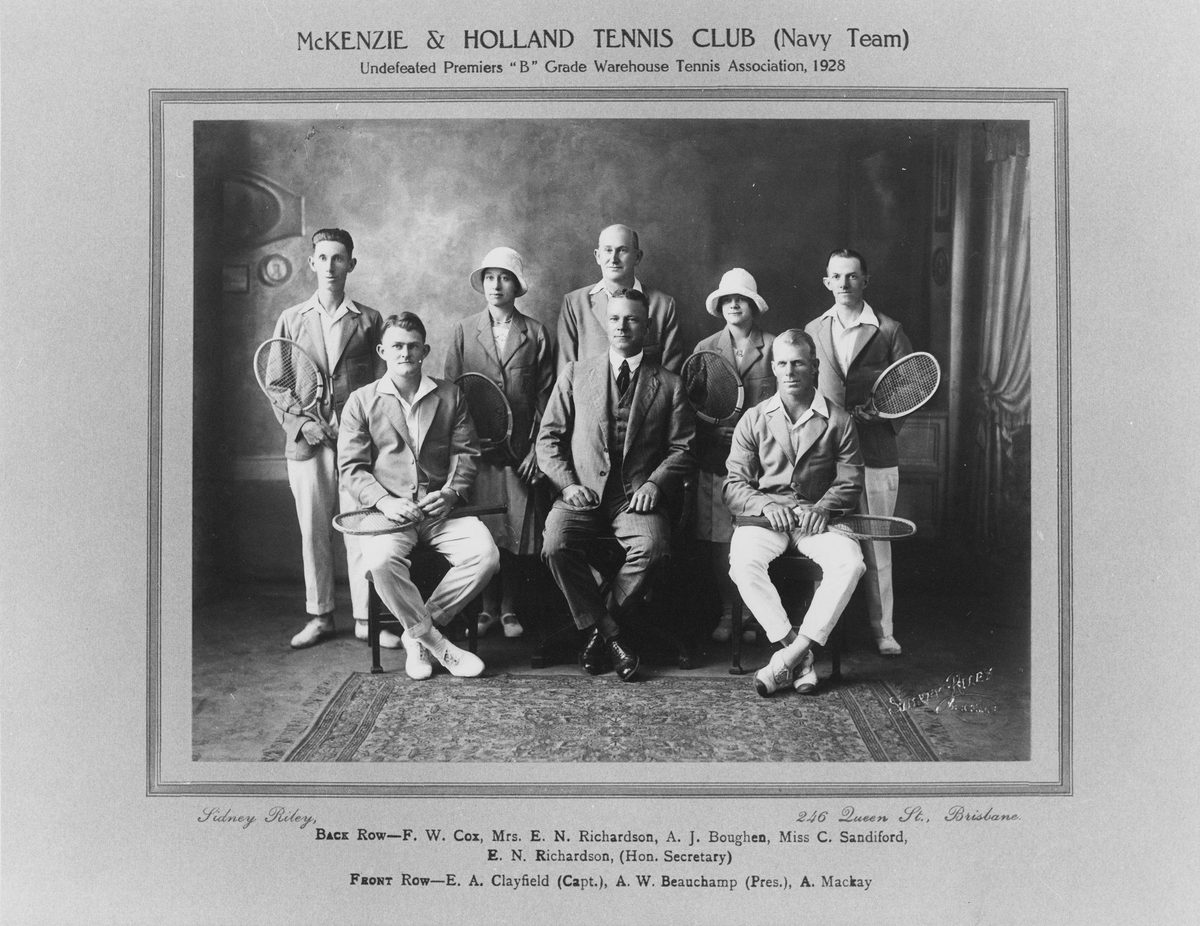 Undefeated premiers from the McKenzie and Holland Tennis Club, Brisbane, 1928