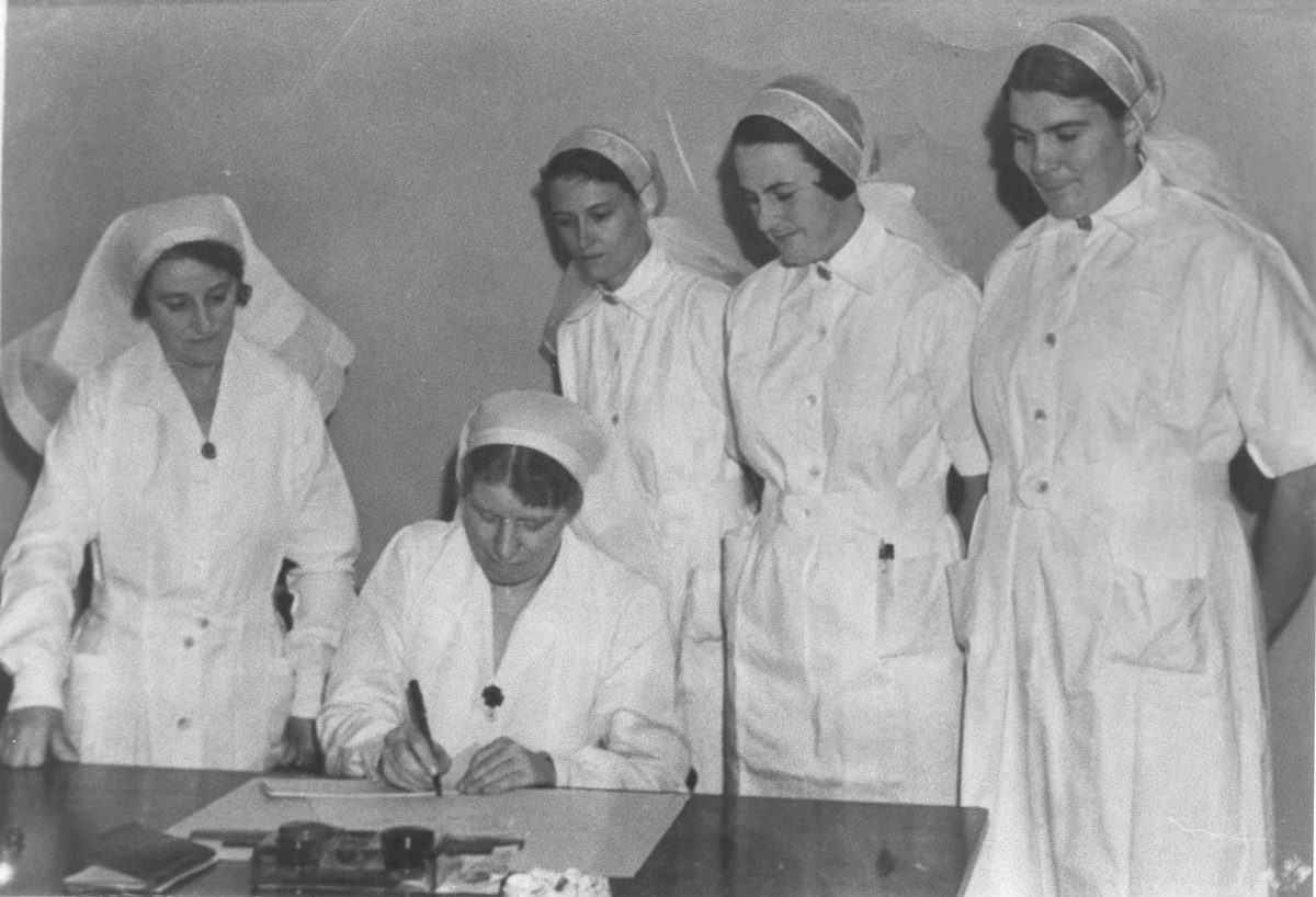 Nursing staff signing on for the first shift at the Royal Women's Hospital in Brisbane, 1938