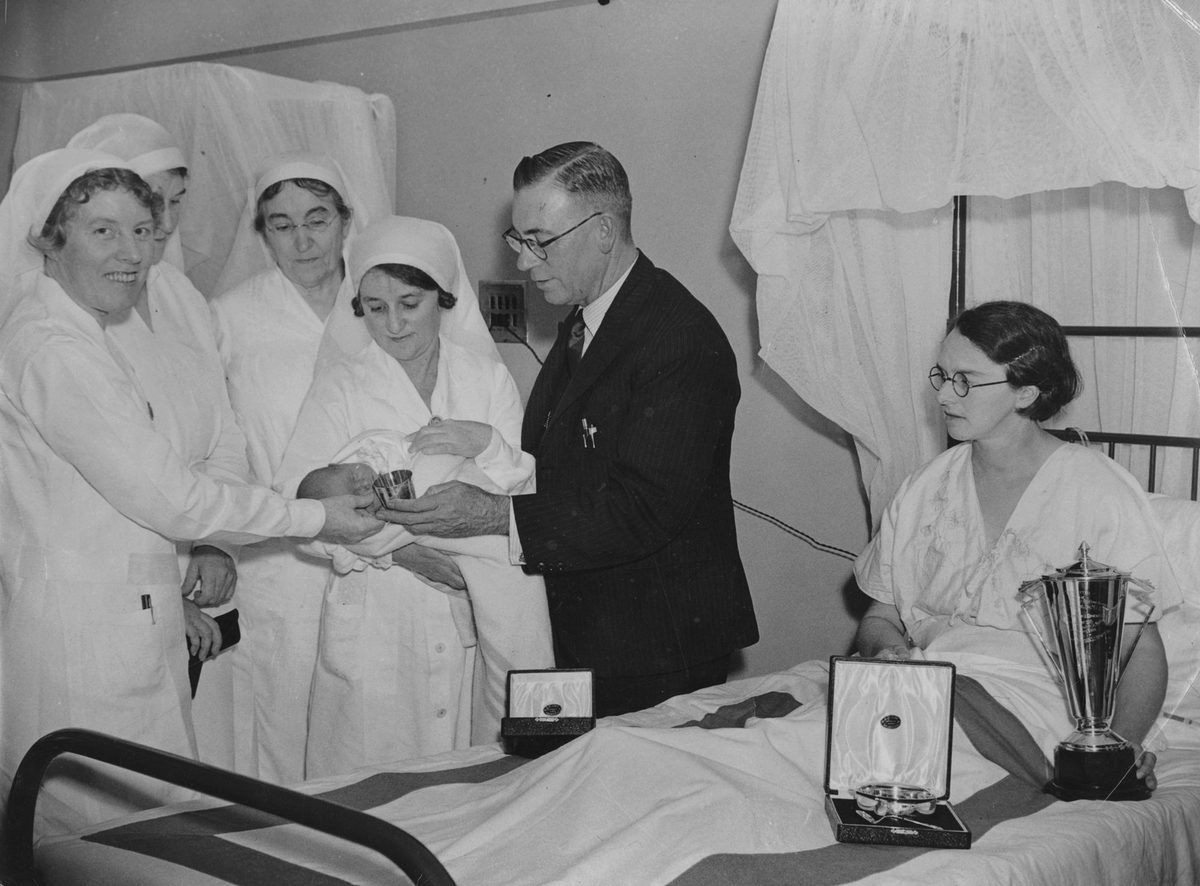 First baby born at the new Women's Hospital, 26 March 1938