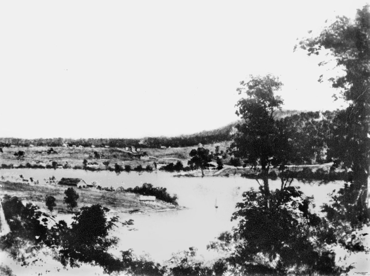 Brisbane views from Bowen Terrace looking across Kangaroo Point, 1851