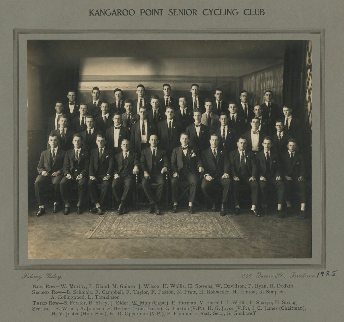 Kangaroo Club Senior Cycling Club, Brisbane, 1925
