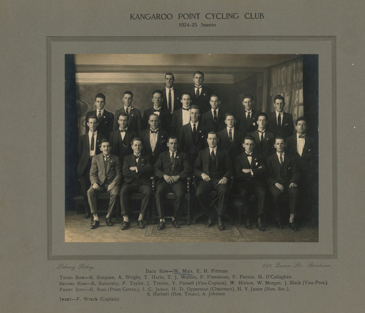Kangaroo Point Cycling Club, 1924-25 Season, Brisbane, Queensland