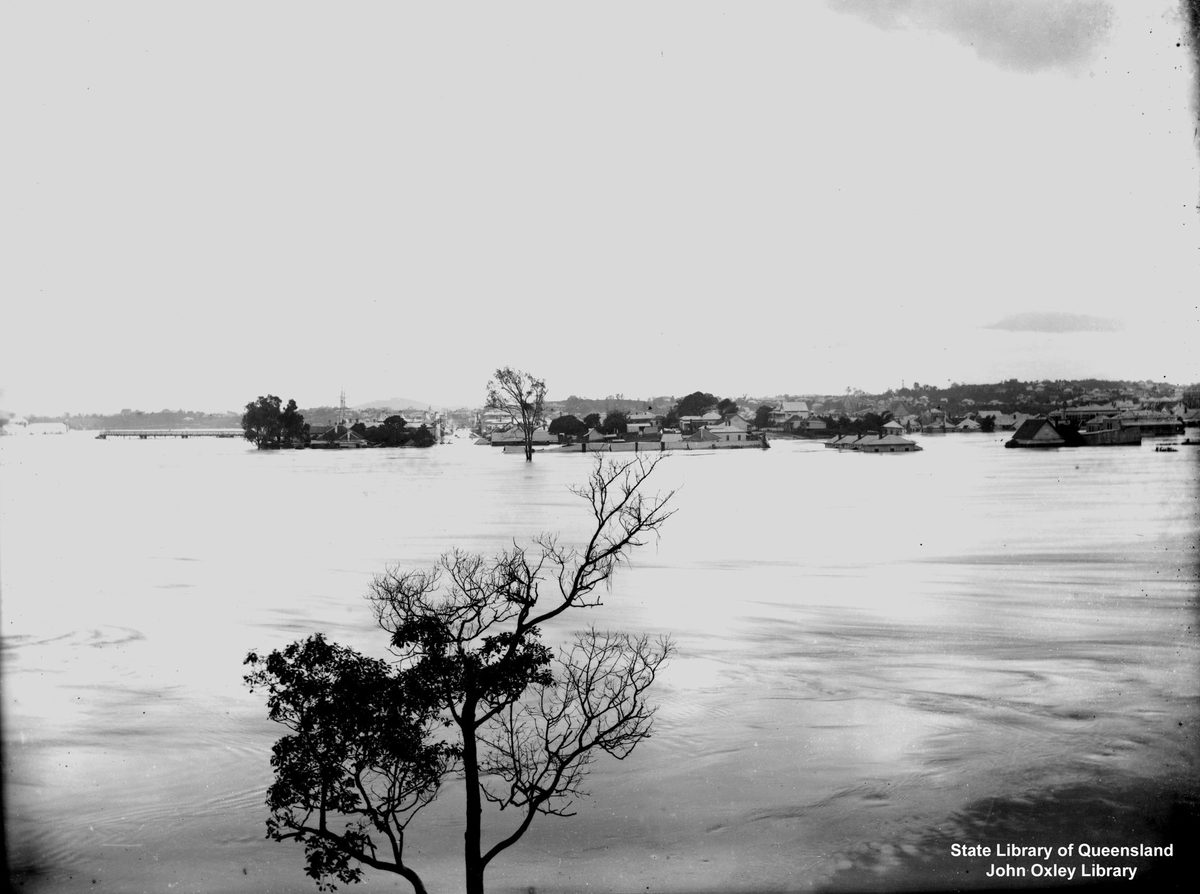 Brisbane River in flood at South Brisbane, 1893