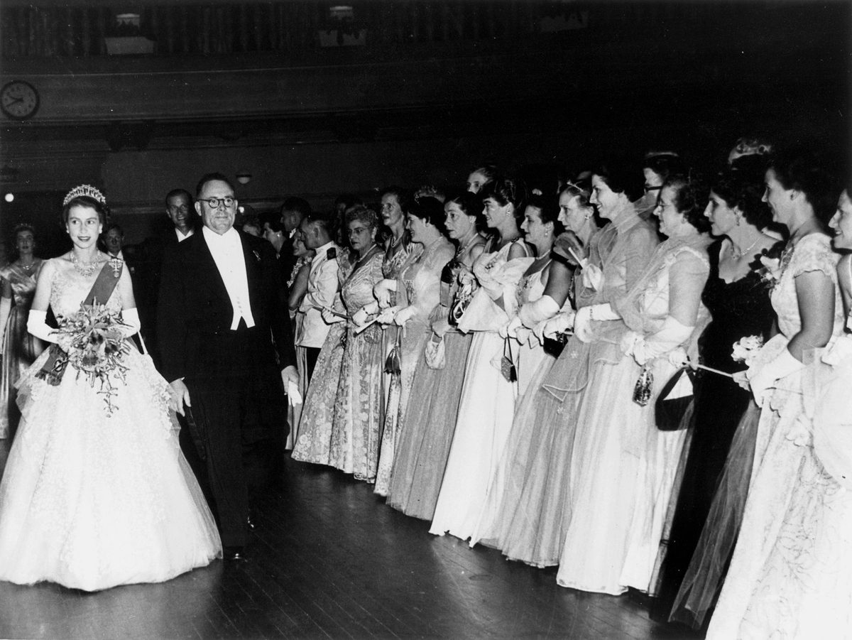 Queen Elizabeth II and the Lord Mayor of Brisbane at the Royal Ball, Brisbane, 1954