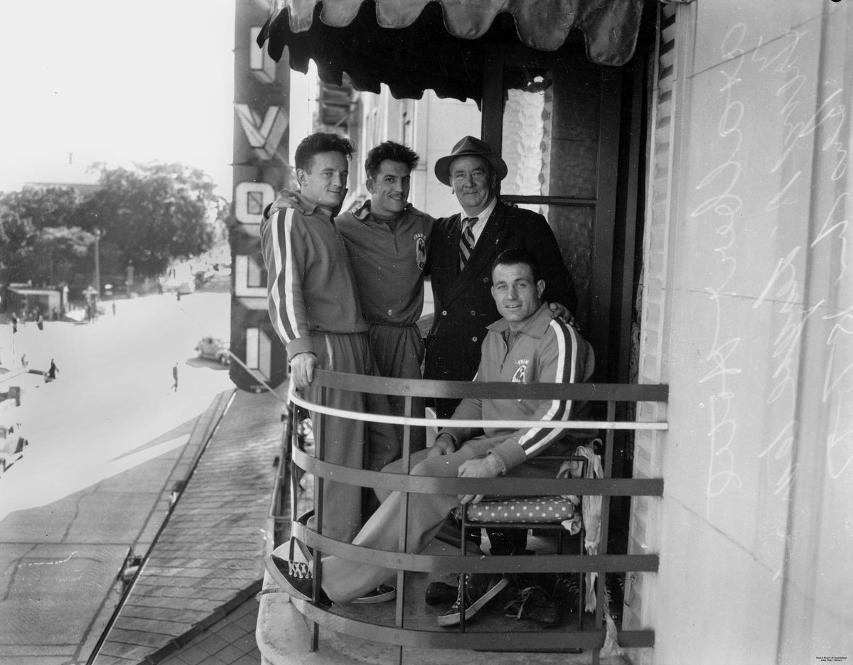 Rugby league players relaxing in Brisbane, 1951