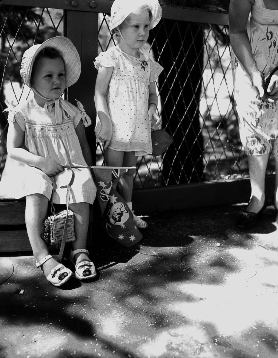 Young royal watchers waiting to see Queen Elizabeth II and The Duke of Edinburgh, 1954