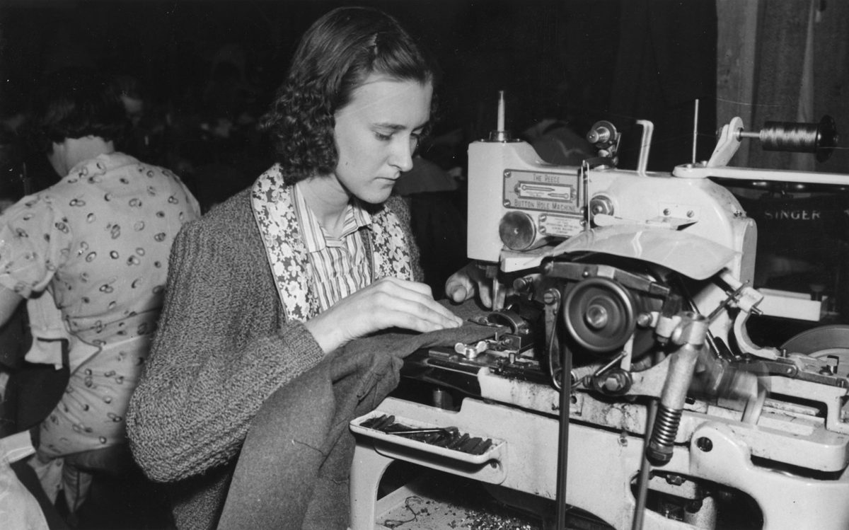 Uniform production at a clothing company in Brisbane during World War II