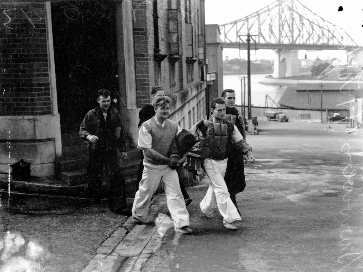 Survivors from a ship torpedoed by Japanese off the coast of Queensland, Brisbane, May 1943