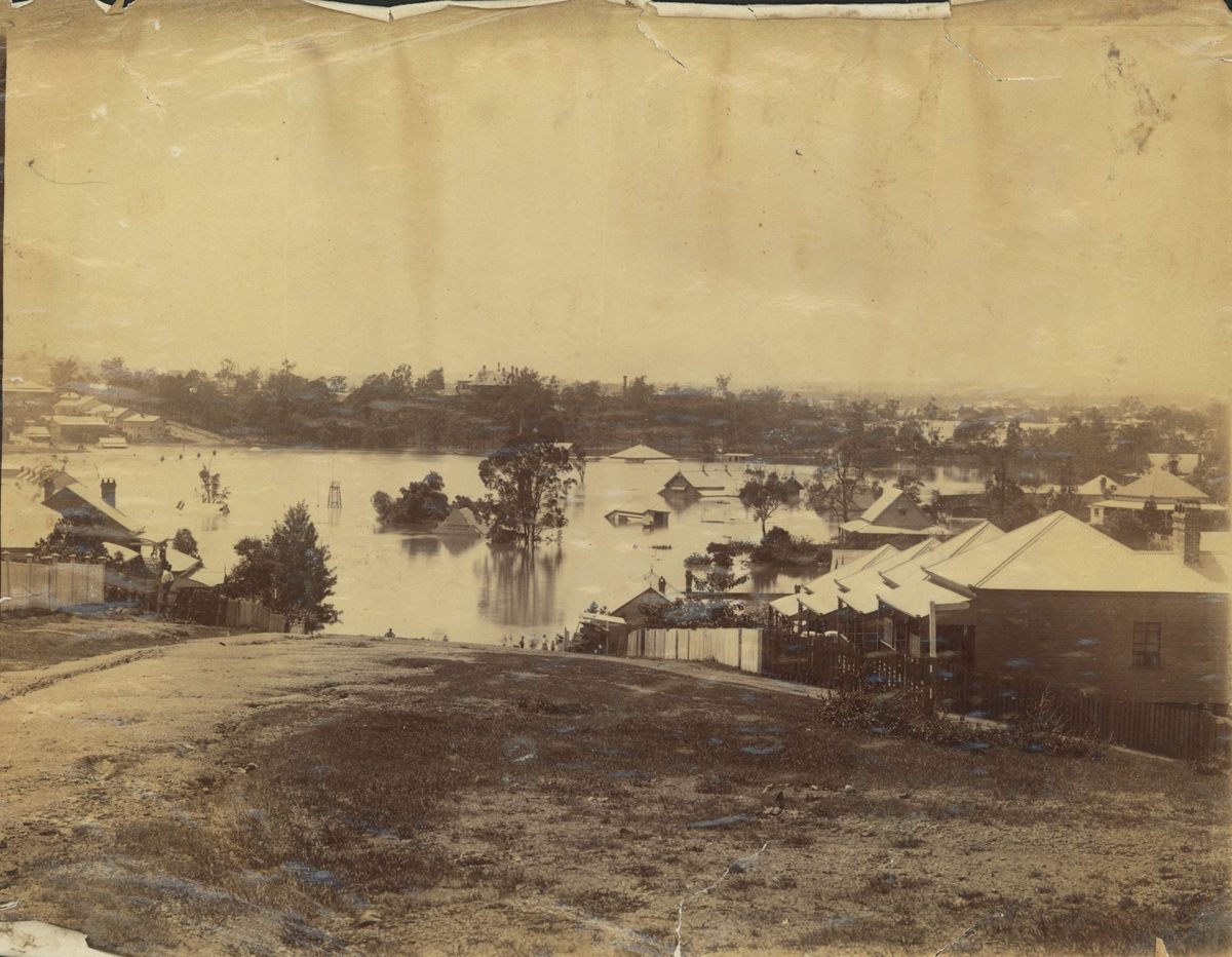 1893 flood taken from the Rosalie Torwood area looking towards old Bishopsbourne