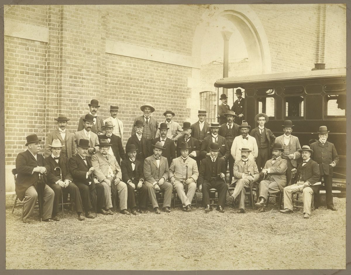 Politicians and businessmen at the Railway workshop, Ipswich