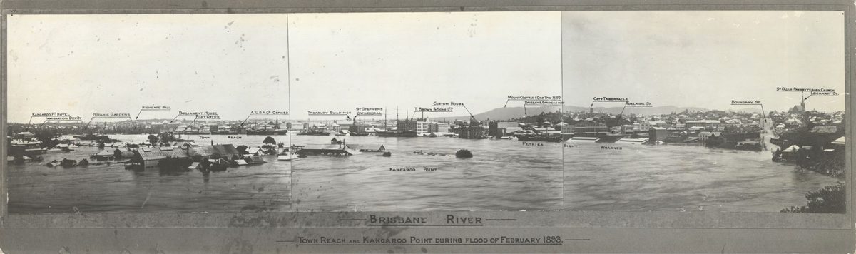 Panorama of the Brisbane River during the 1893 floods