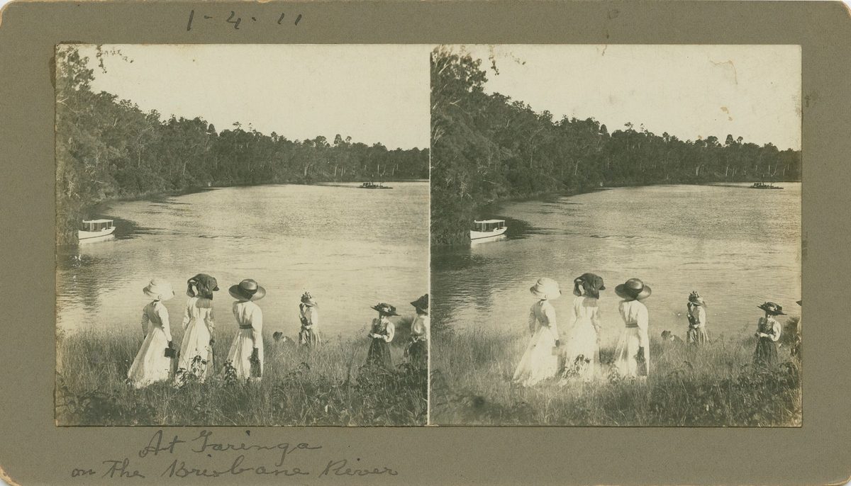 Group of women on the riverbank at Taringa, Queensland