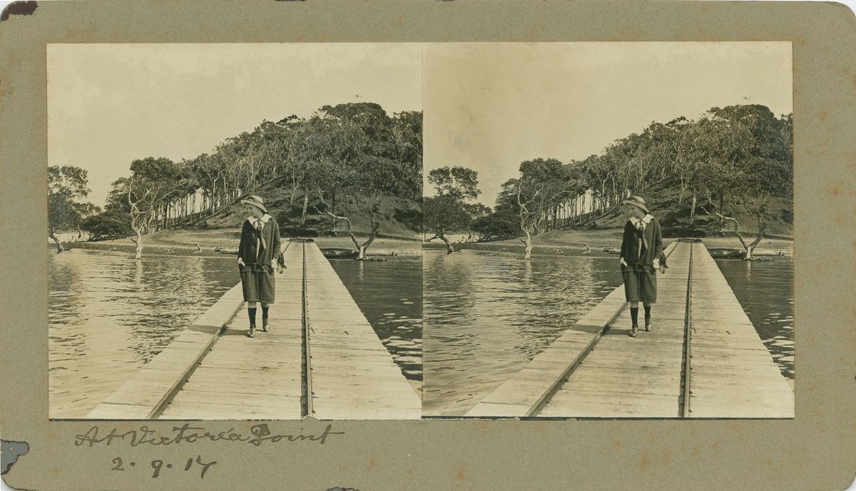 Schoolgirl on the jetty at Victoria Point, 1917
