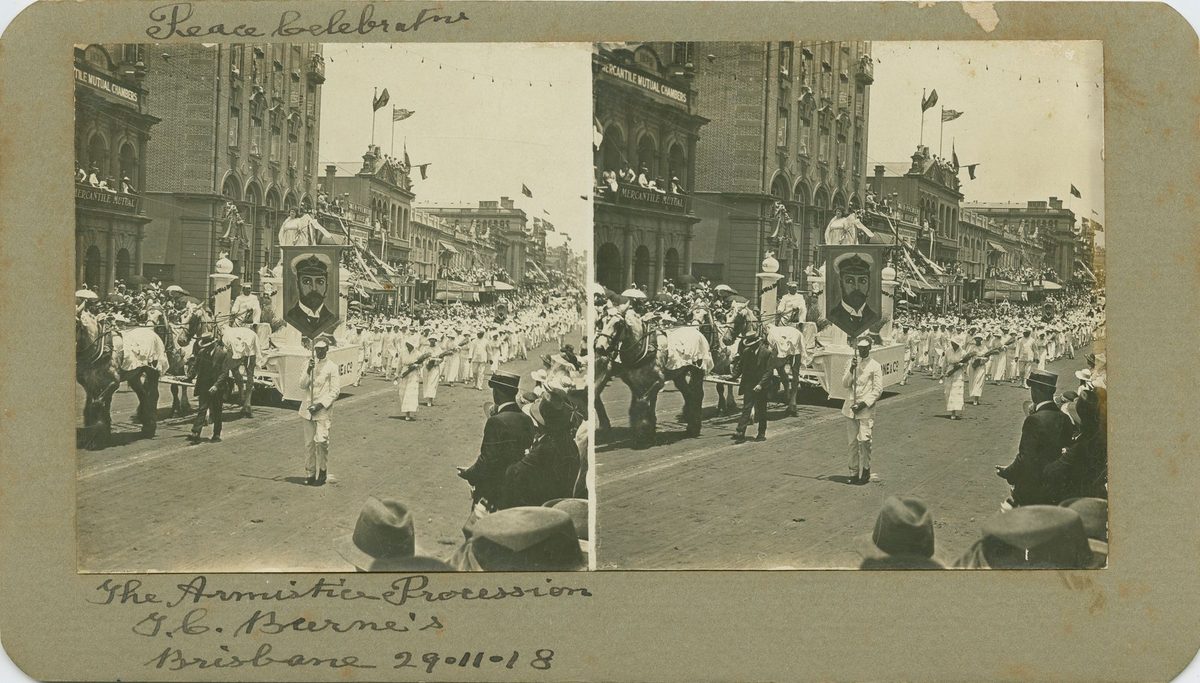 Armistice Procession in Brisbane during Peace celebrations, 1918