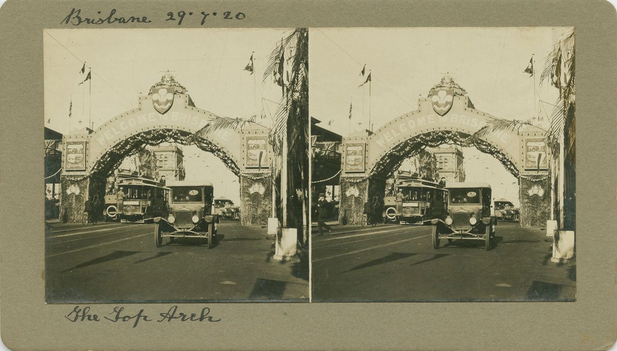 Ceremonial Arch erected for a royal visit to Brisbane, 1920