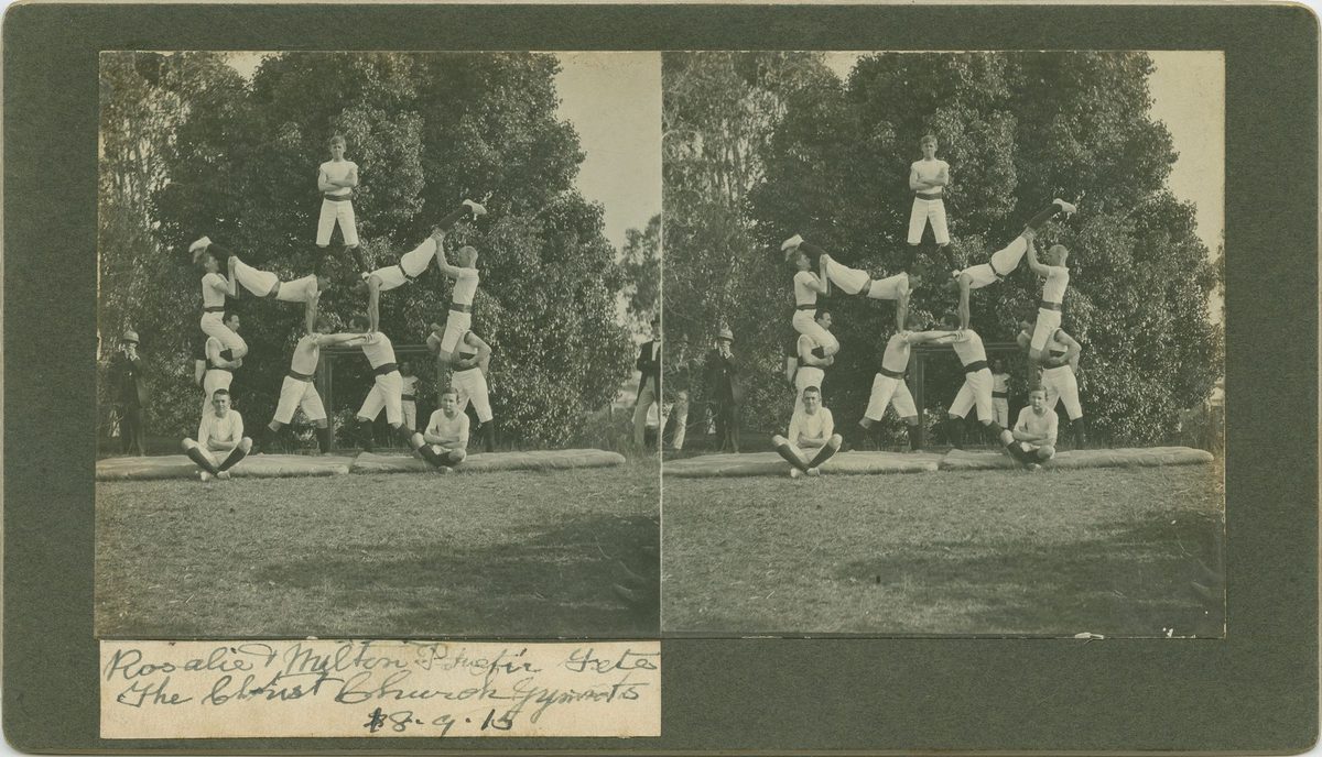 Group of gymnasts performing at the Rosalie and Milton Patriotic Fete, Brisbane, 1915