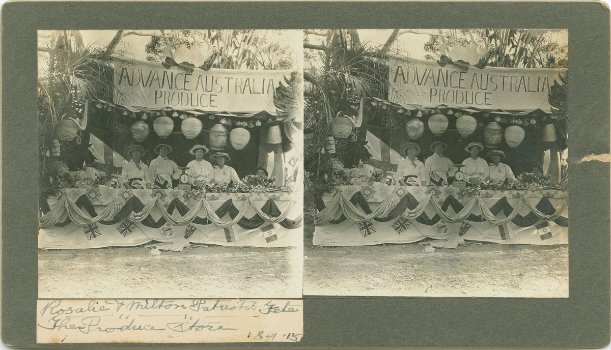 Group of women behind the counter at the fete, Brisbane, 1915