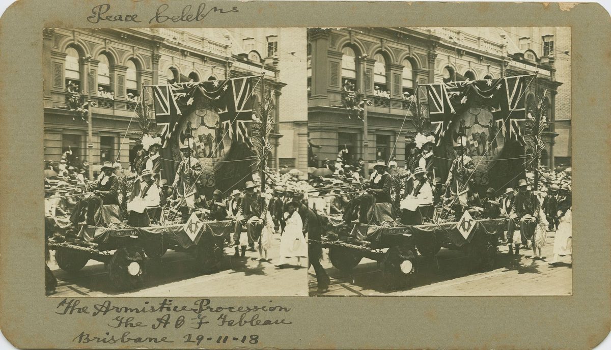 One of the floats in the Armistice Procession in Brisbane, 1918