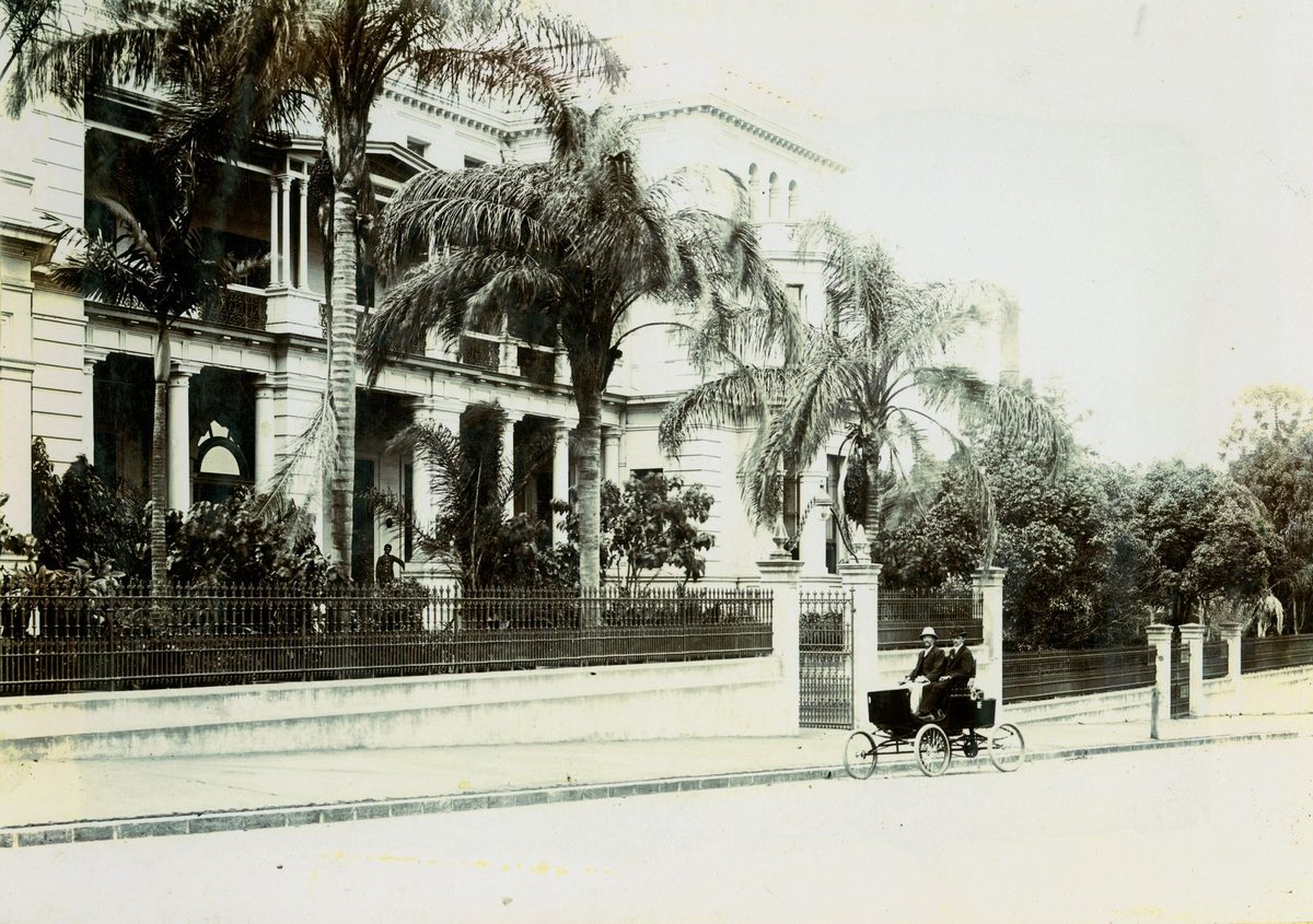 James Trackson driving the Locomobile, Brisbane