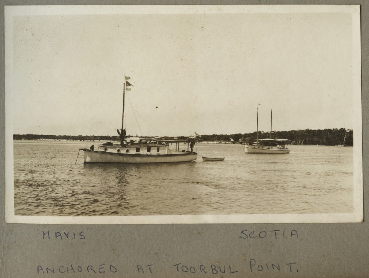 Boats anchored off Toorbul Point in the Caboolture district