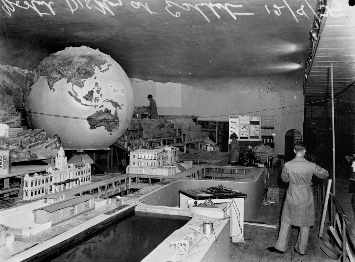 Postal display under construction for the Royal National Association Exhibition, Brisbane, 1939