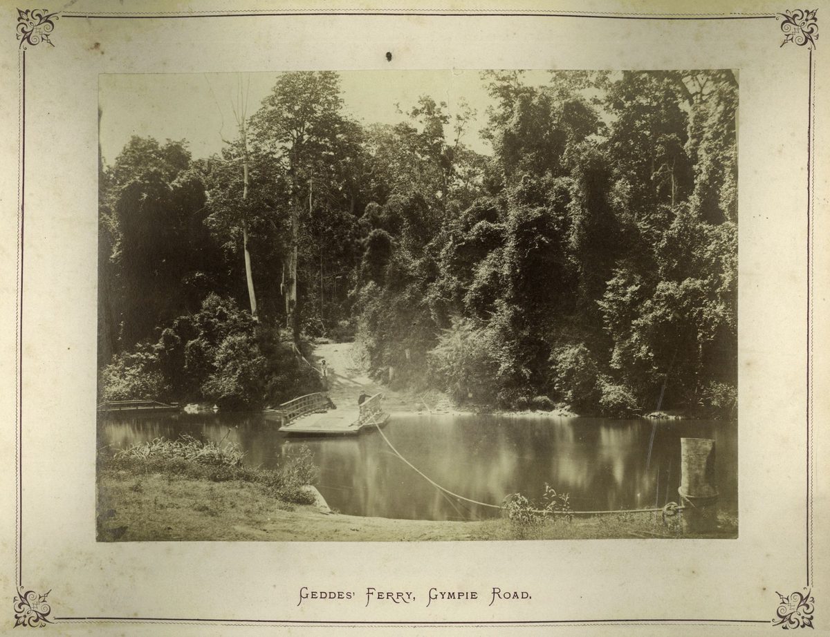 Geddes' Ferry on Gympie Road, 1874