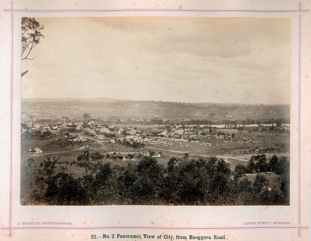 Panoramic view of Brisbane from Enoggera Road, 1874