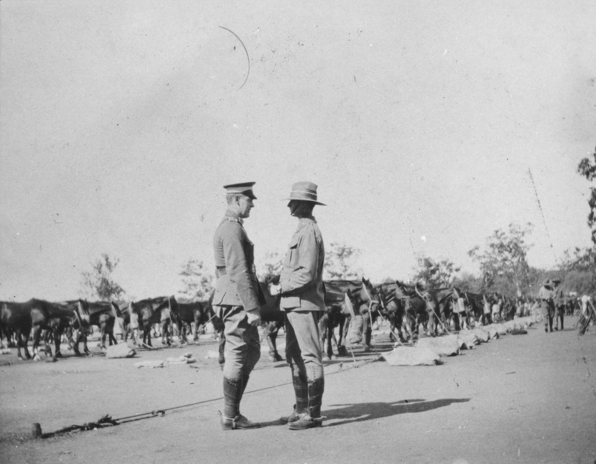 Franklin inspecting the 2nd Light Horse Regiment at Enoggera