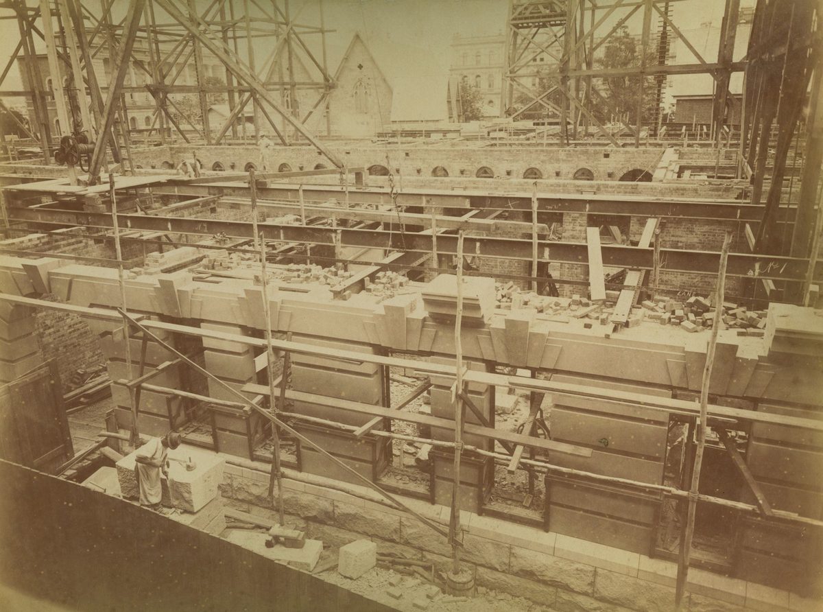 Early construction of the new Lands and Survey Offices