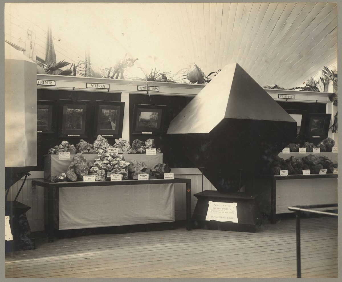 Exhibit of mined minerals at the Queensland Jubilee Exhibition