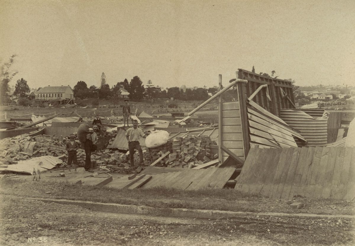 Reclamation after flood damage on Montague Road, South Brisbane, 1893