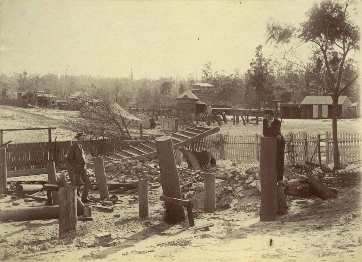 Flood damage at Indooroopilly upstream from Brisbane after the 1893 flood