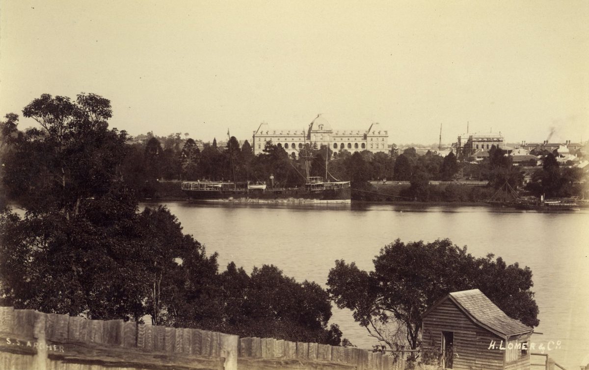 Looking across the river towards Parliament House, Brisbane, 1884