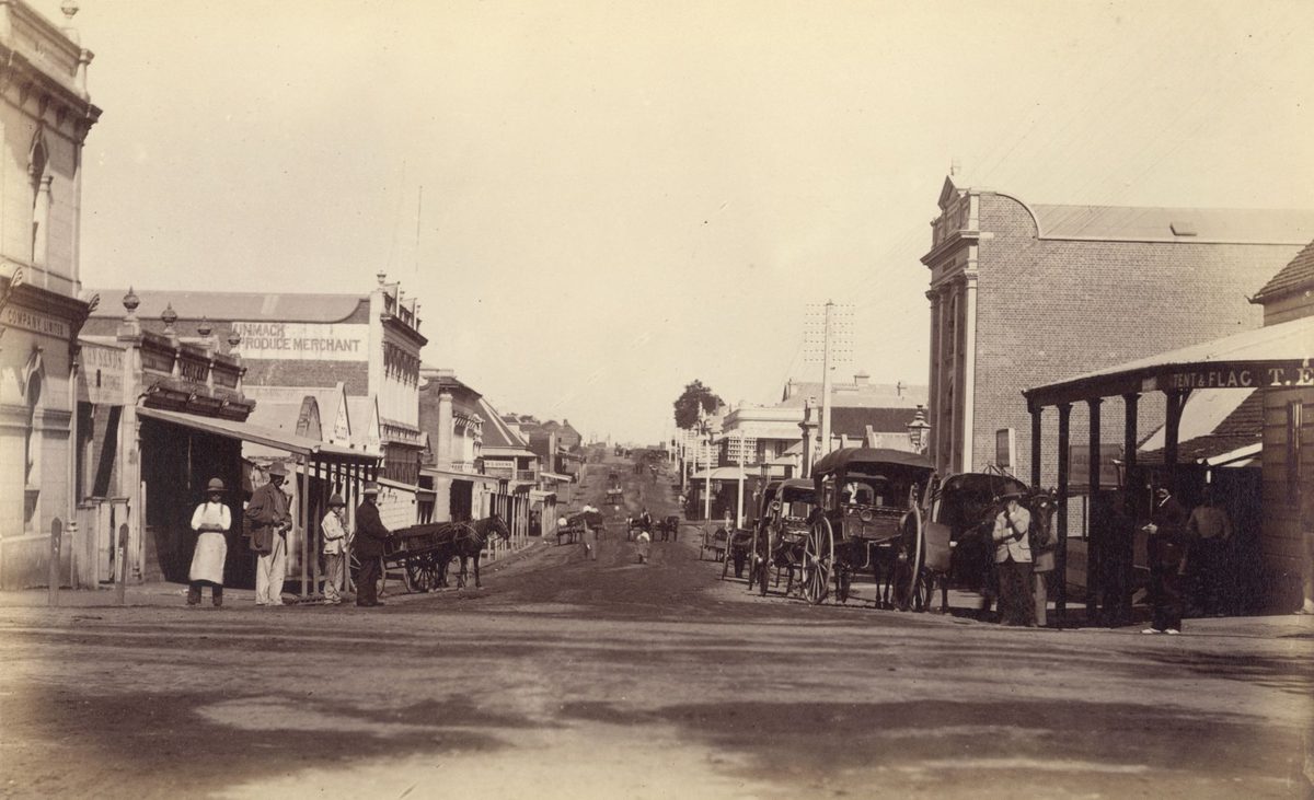 Early view of Elizabeth Street, Brisbane, 1884