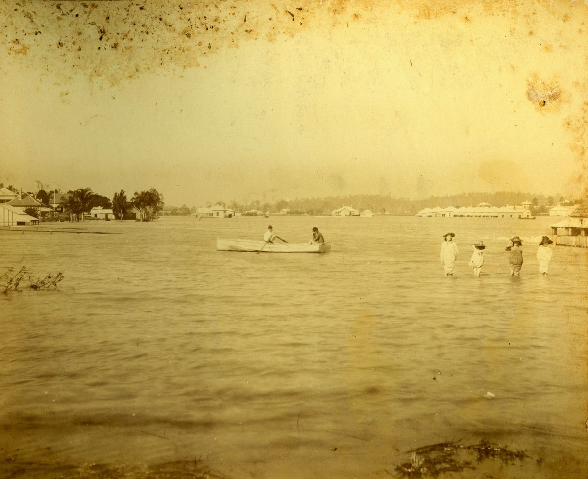 Old racecourse at New Farm inundated by the 1893 flood