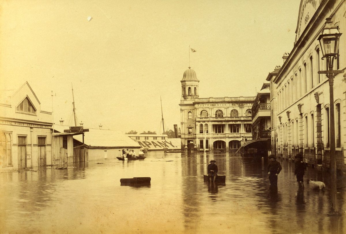 Eagle Street near the Brisbane River, flooded during the 1893 flood