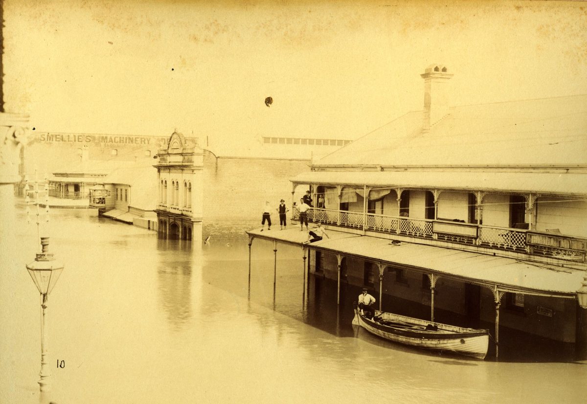 Edward Street streetscape during the 1893 floods